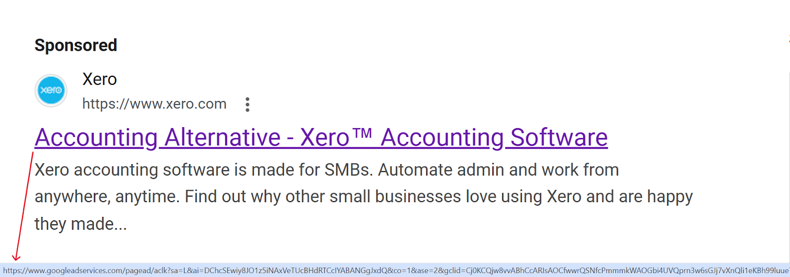 Google search results showing QuickBooks ads leading to landing pages